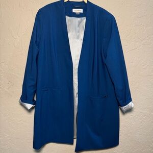 Calvin Klein Women's Royal Blue Roll Sleeve Open Front Blazer 14W